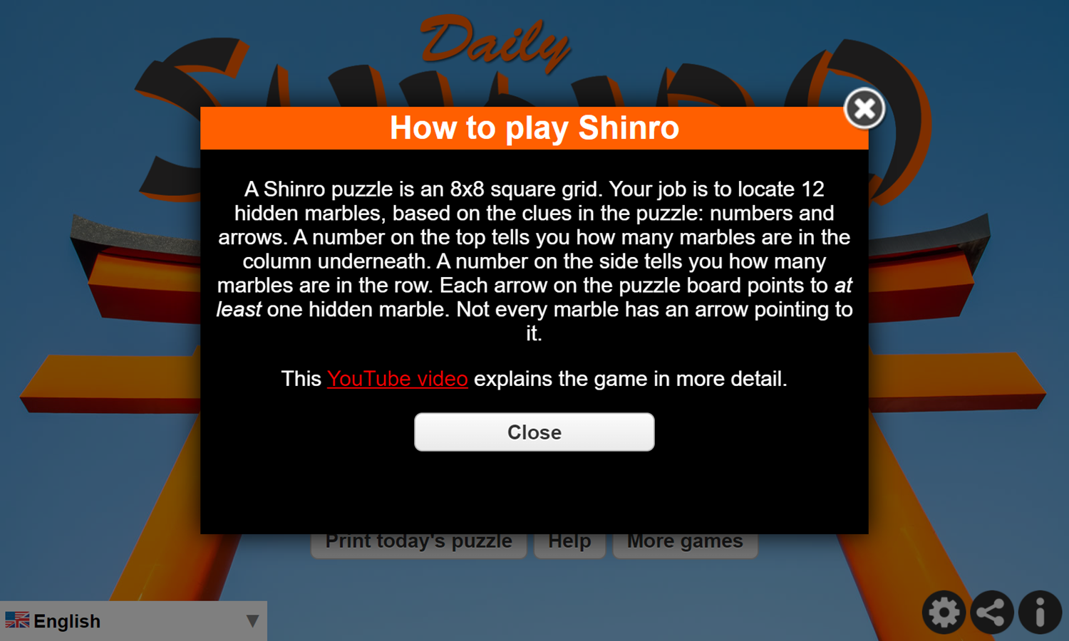 Daily Shinro Game How To Play Screenshot.