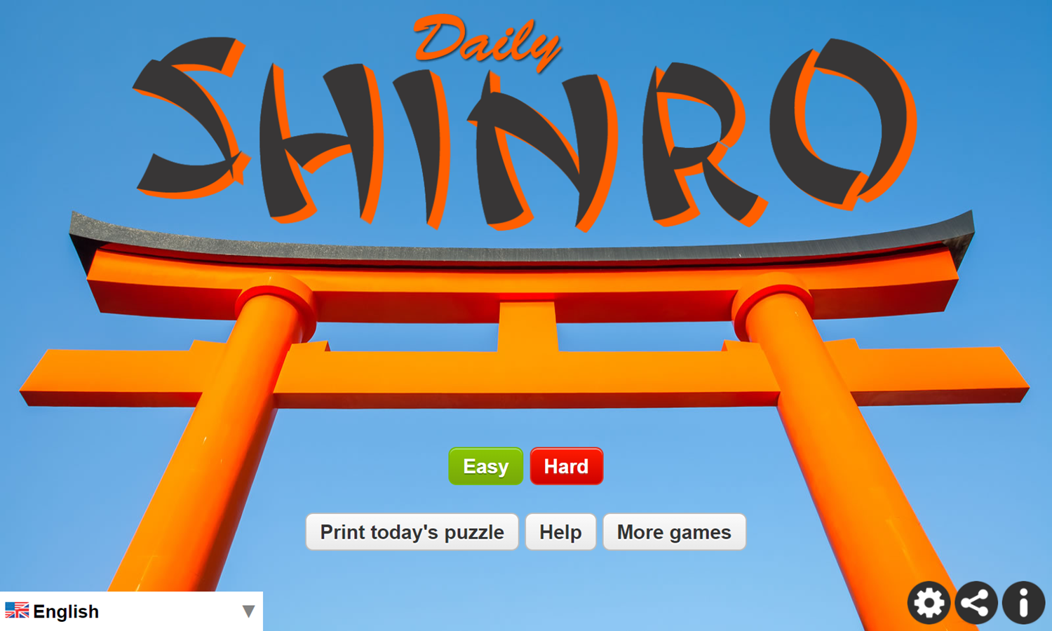 Daily Shinro Game Welcome Screen Screenshot.