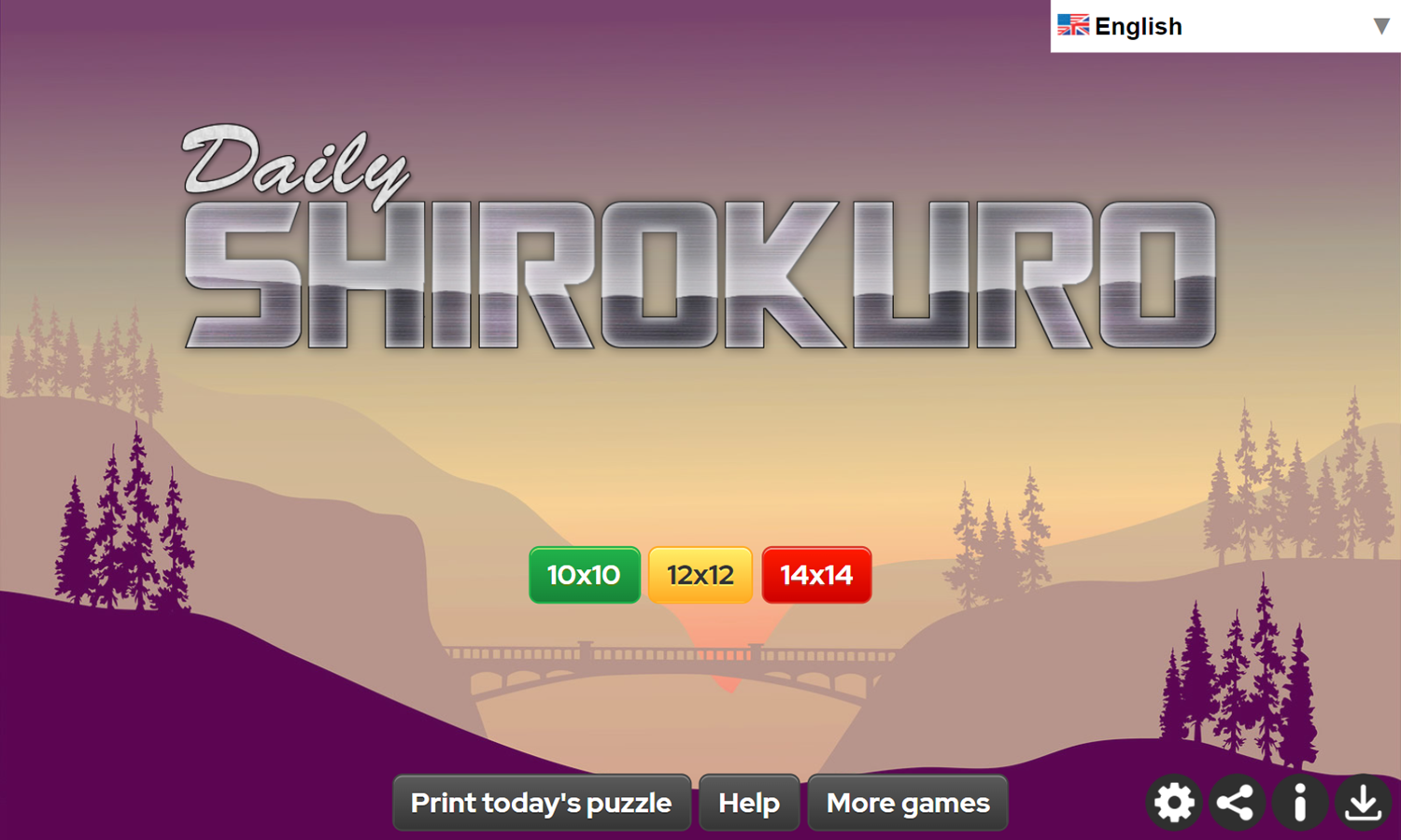 Daily Shirokuro Game Welcome Screen Screenshot.