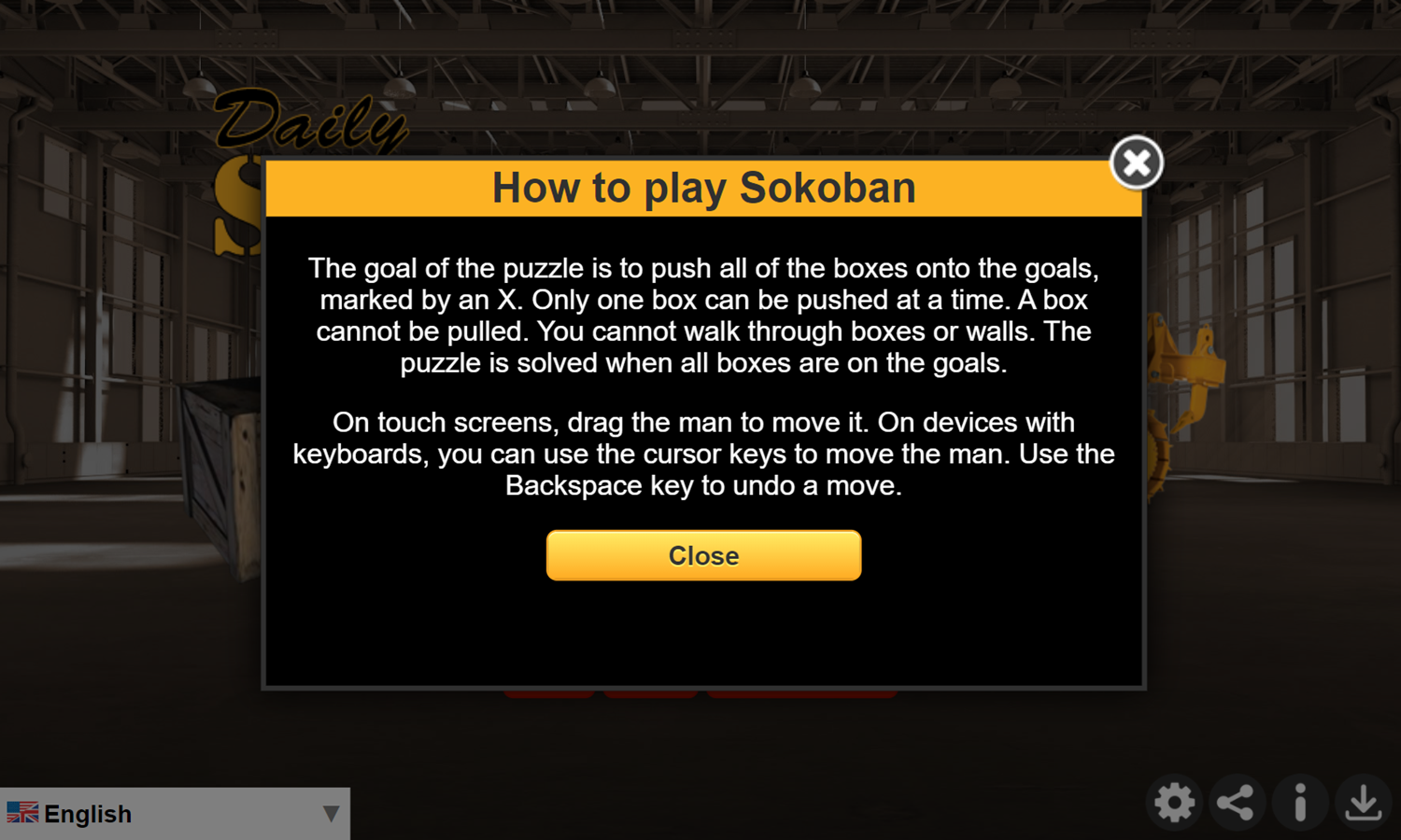 Daily Sokoban Game How To Play Screenshot.