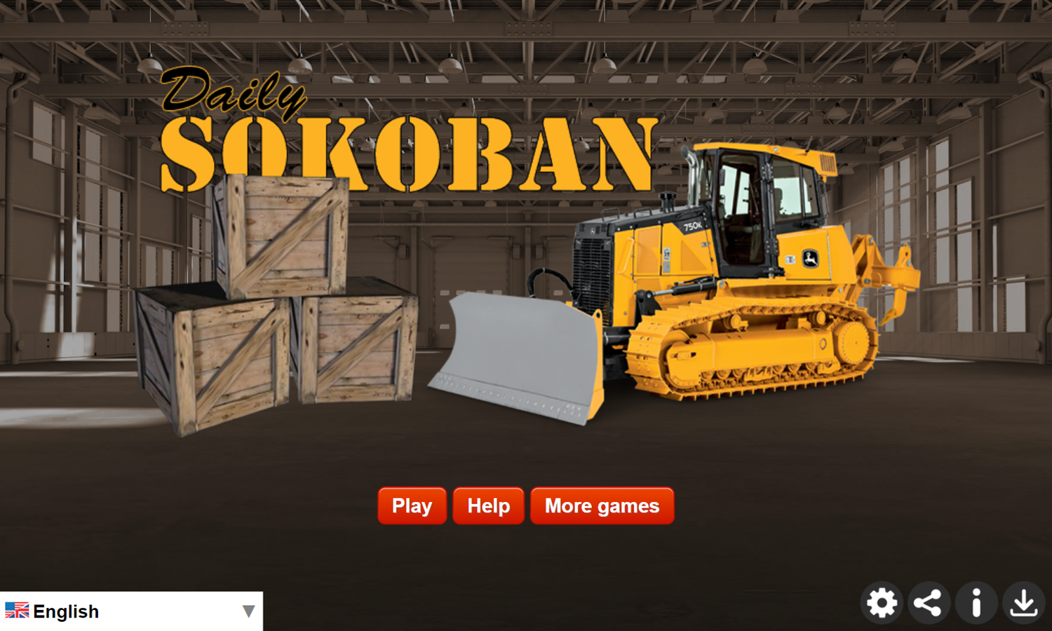 Daily Sokoban Game Welcome Screen Screenshot.
