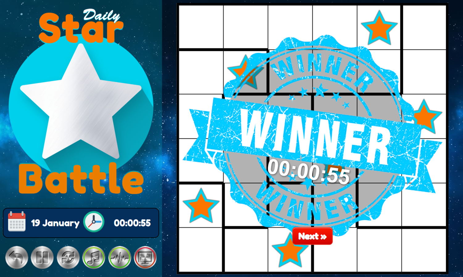Daily Star Battle Game Puzzle Solved Screenshot.