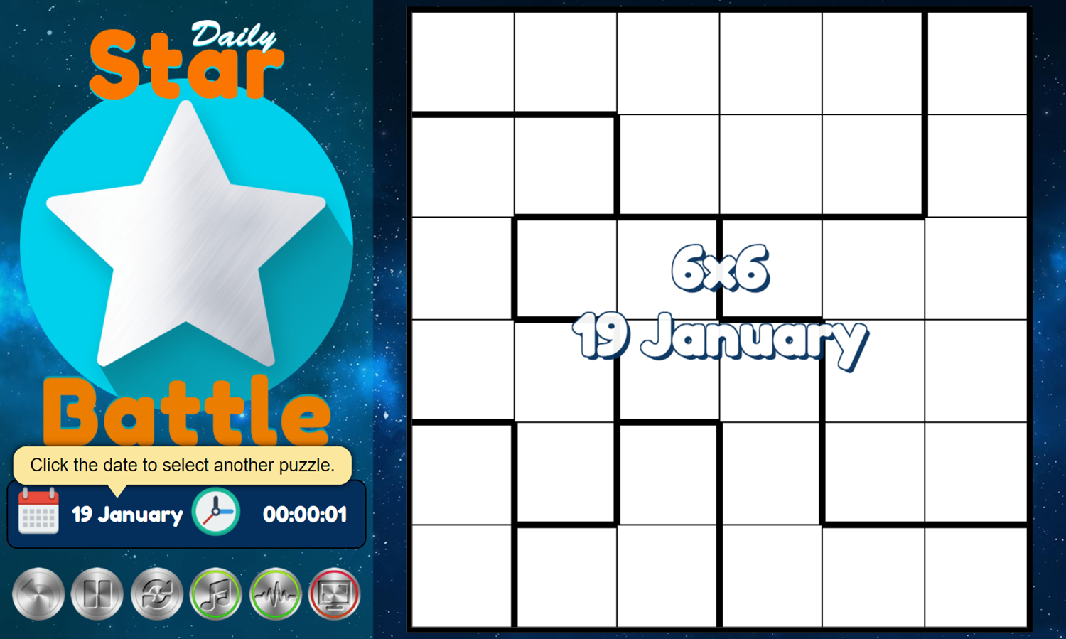 Daily Star Battle Game Puzzle Start Screenshot.