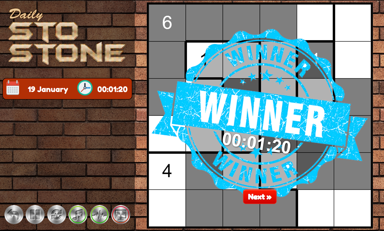 Daily StoStone Game Puzzle Solved Screenshot.