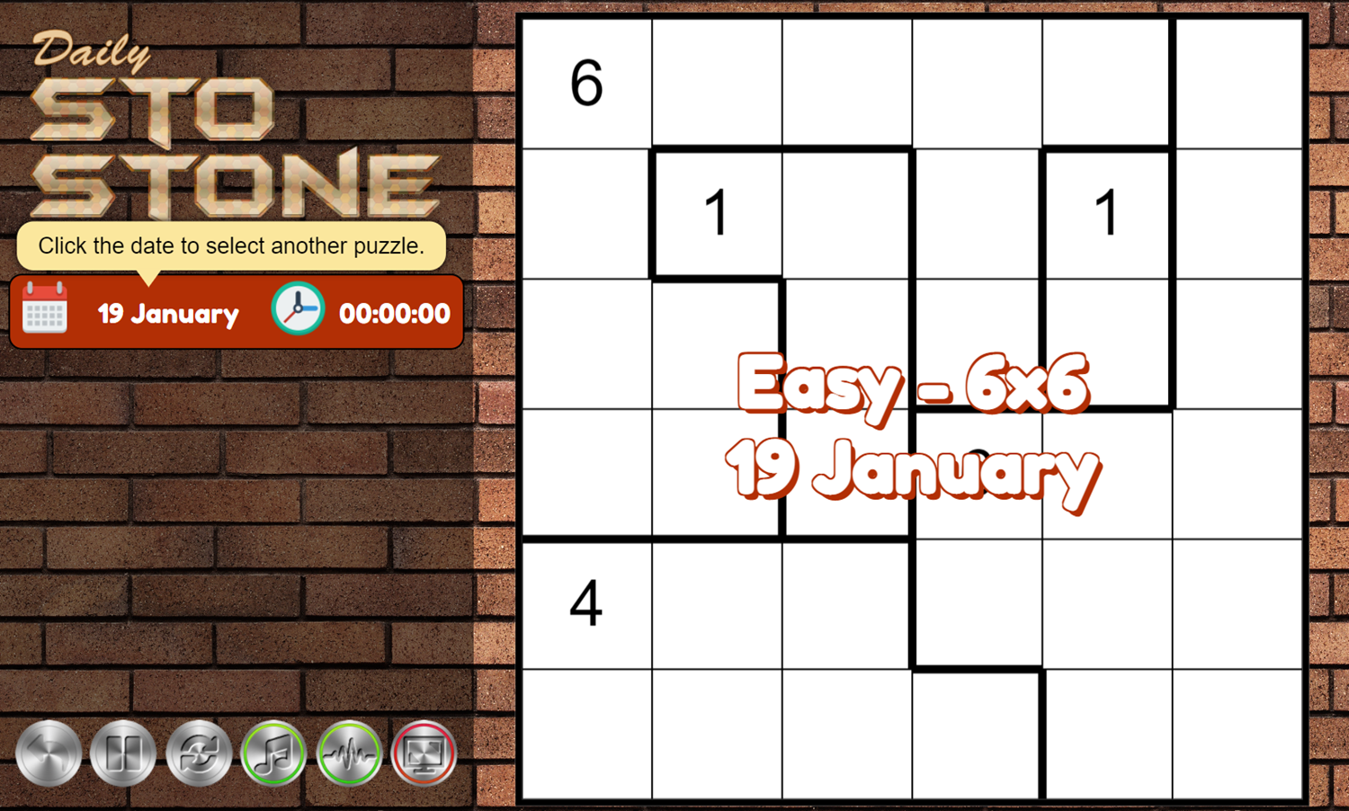 Daily StoStone Game Puzzle Start Screenshot.