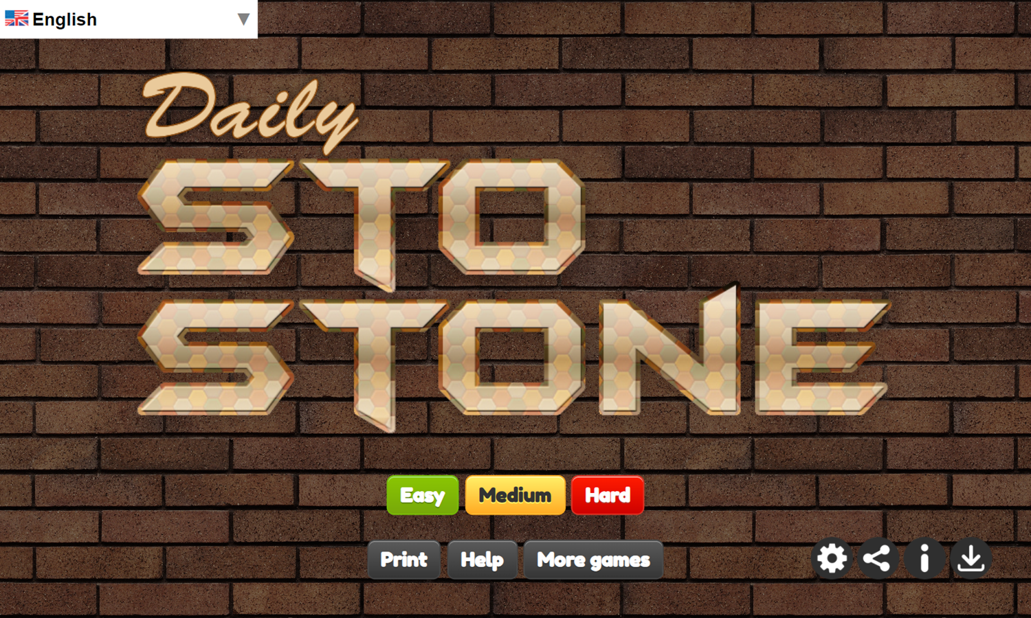 Daily StoStone Game Welcome Screen Screenshot.