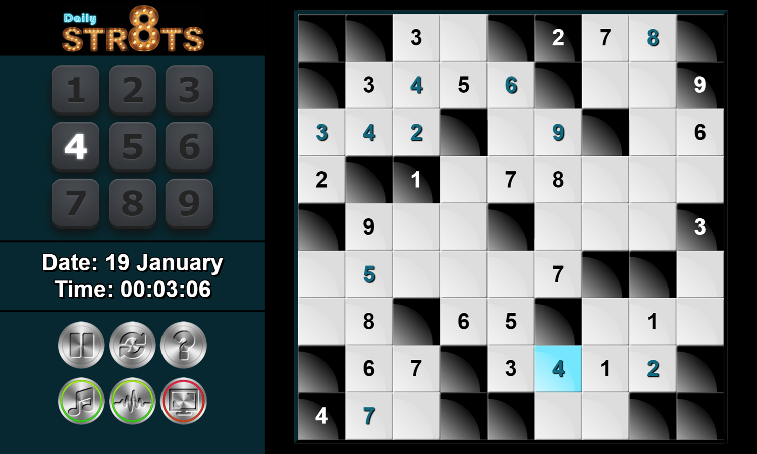 Daily Str8ts Game Puzzle Play Screenshot.