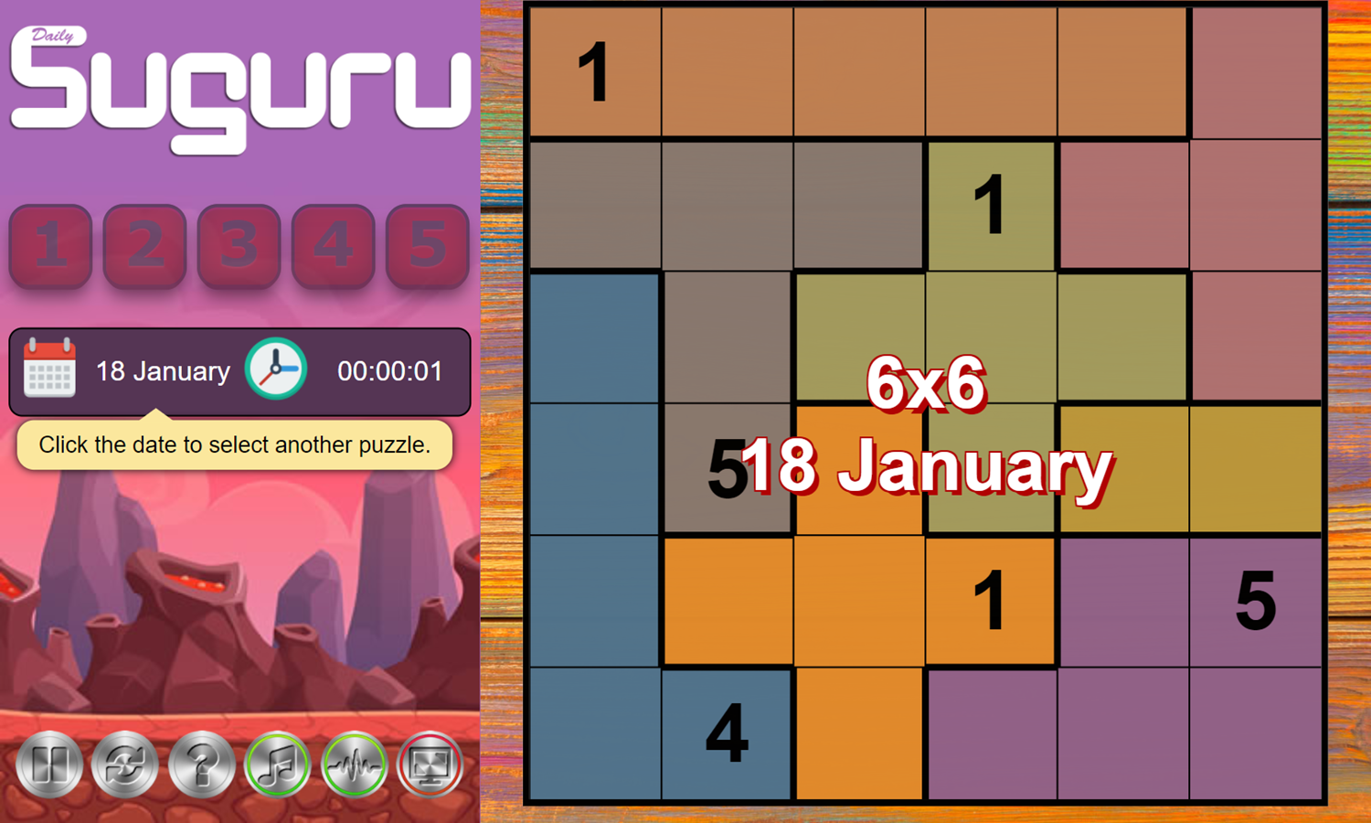 Daily Suguru Game Puzzle Start Screenshot.