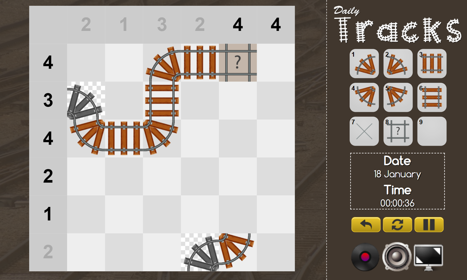 Daily Tracks Game Solving Puzzle Screenshot.