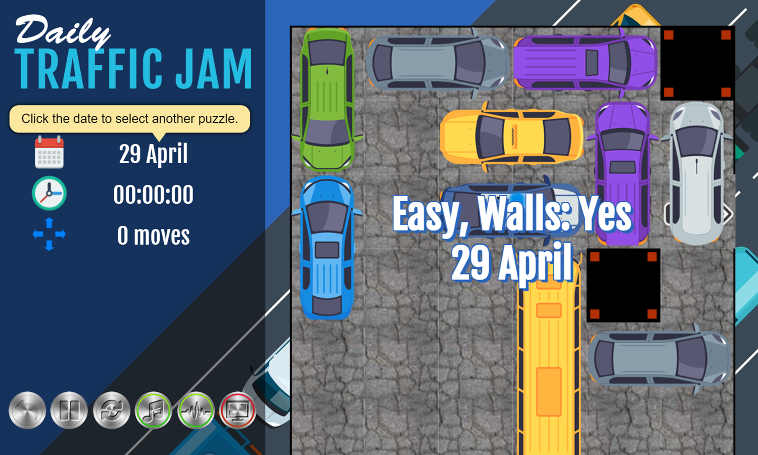 Daily Traffic Jam Game Start Screenshot.