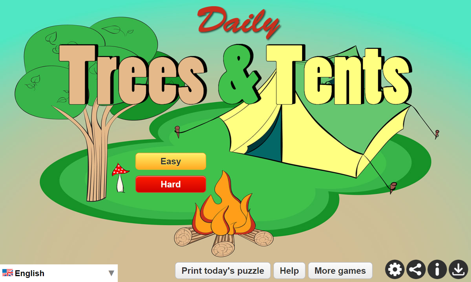 Daily Trees and Tents Game Welcome Screen Screenshot.