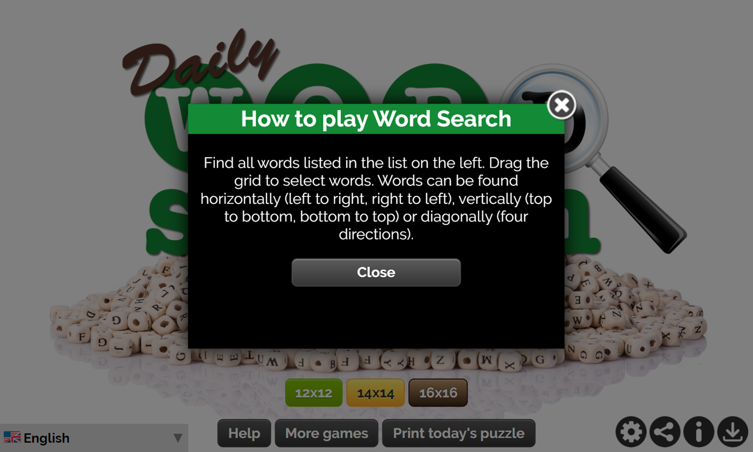 Daily Word Search Game How To Play Screenshot.