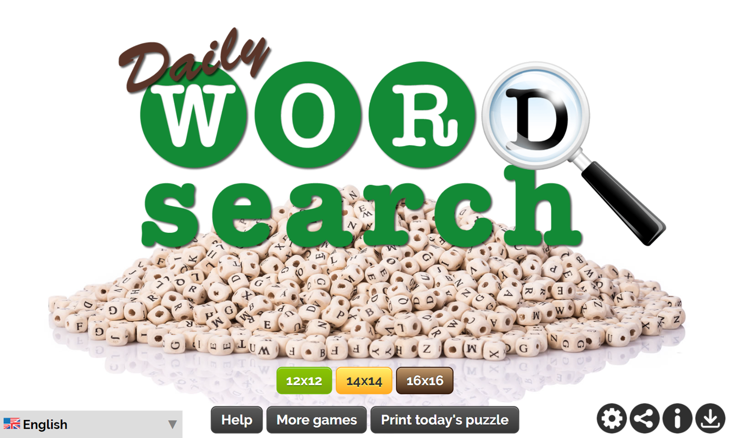 Daily Word Search Game Welcome Screen Screenshot.