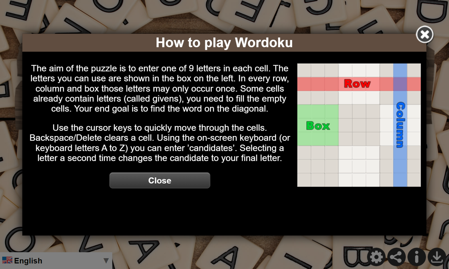 Daily Wordoku Game How To Play Screenshot.