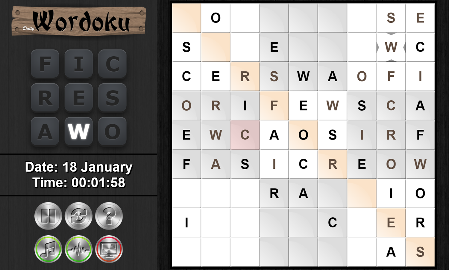 Daily Wordoku Game Puzzle Play Screenshot.