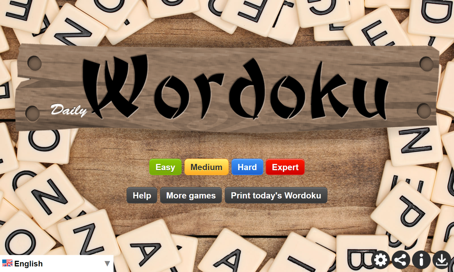 Daily Wordoku Game Welcome Screen Screenshot.