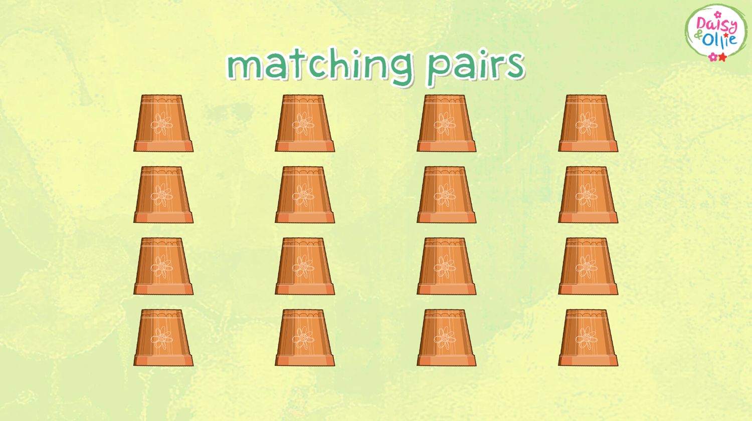 Daisy and Ollie Matching Pairs Game Welcome Screen Screenshot.