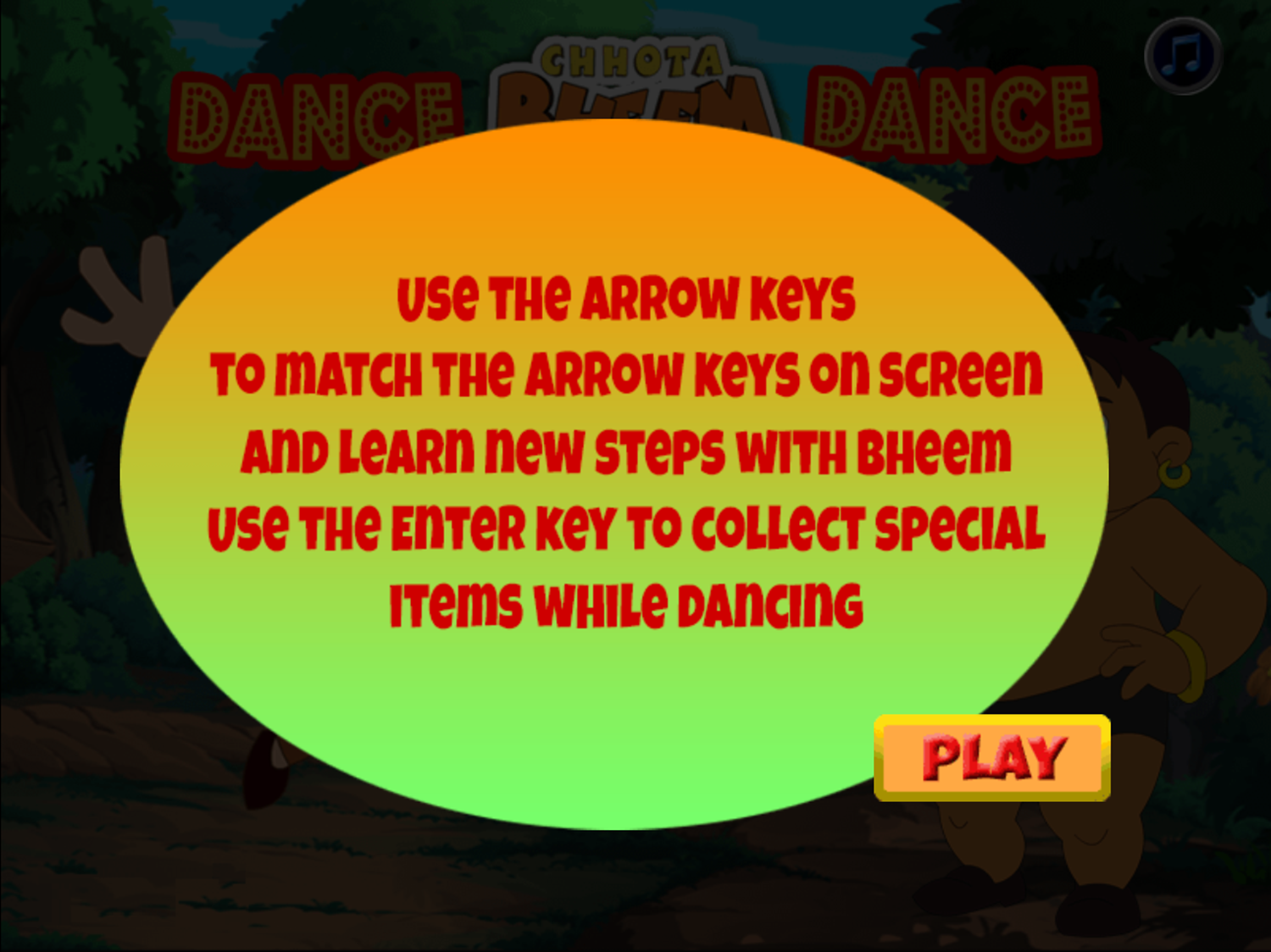 Dance Chhota Bheem Dance Game How To Play Screenshot.