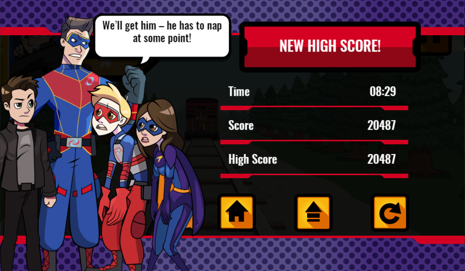 Danger and Thunder Train Rescue Game Score Screenshot.
