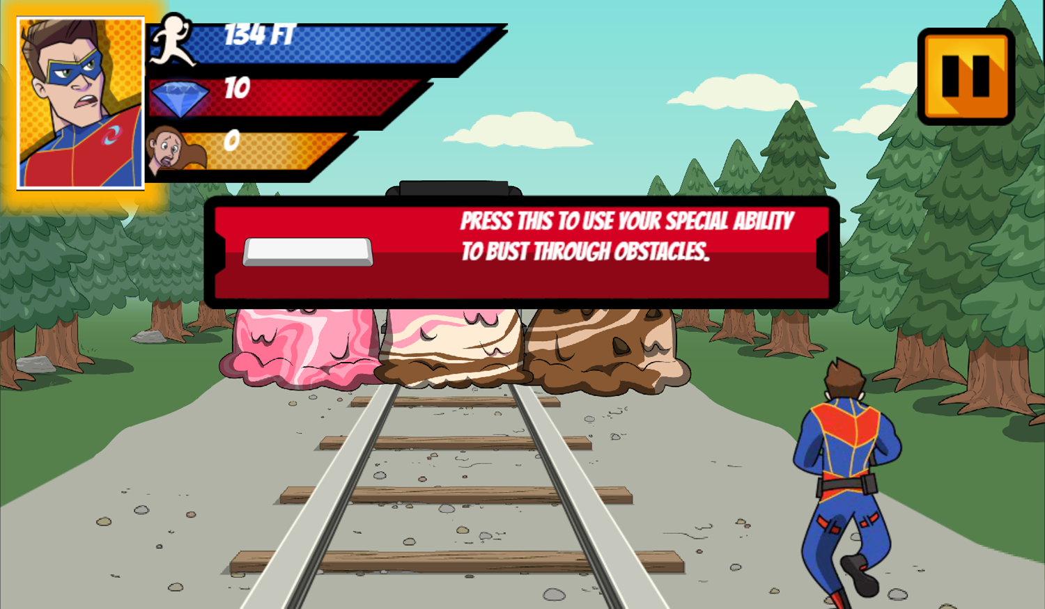 Danger and Thunder Train Rescue Game Instructions Screenshot.