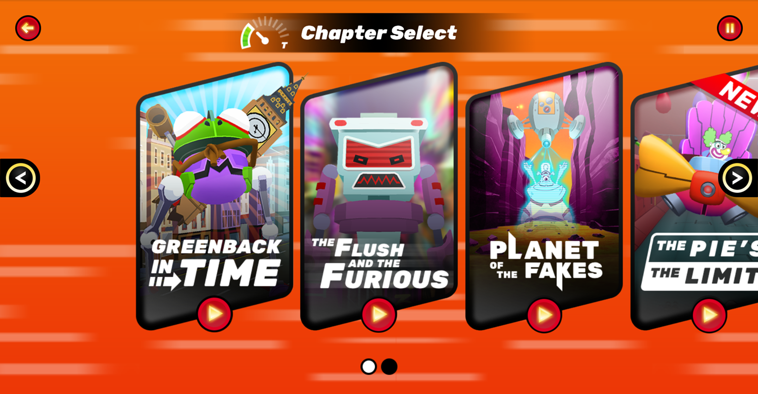 Danger Mouse Full Speed Game Chapter Select Screen Screenshot.