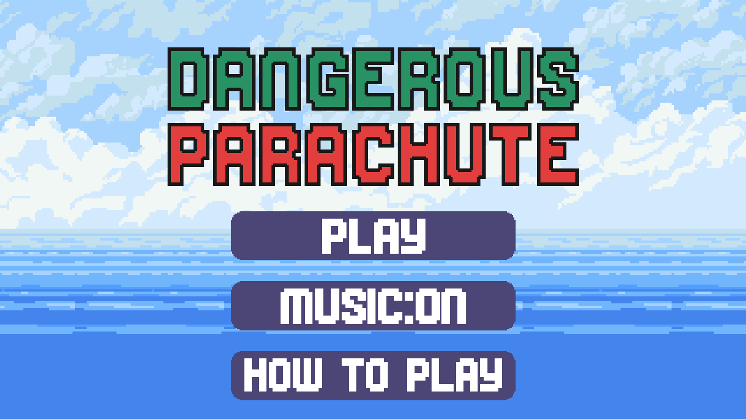 Dangerous Parachute Game Welcome Screen Screenshot.