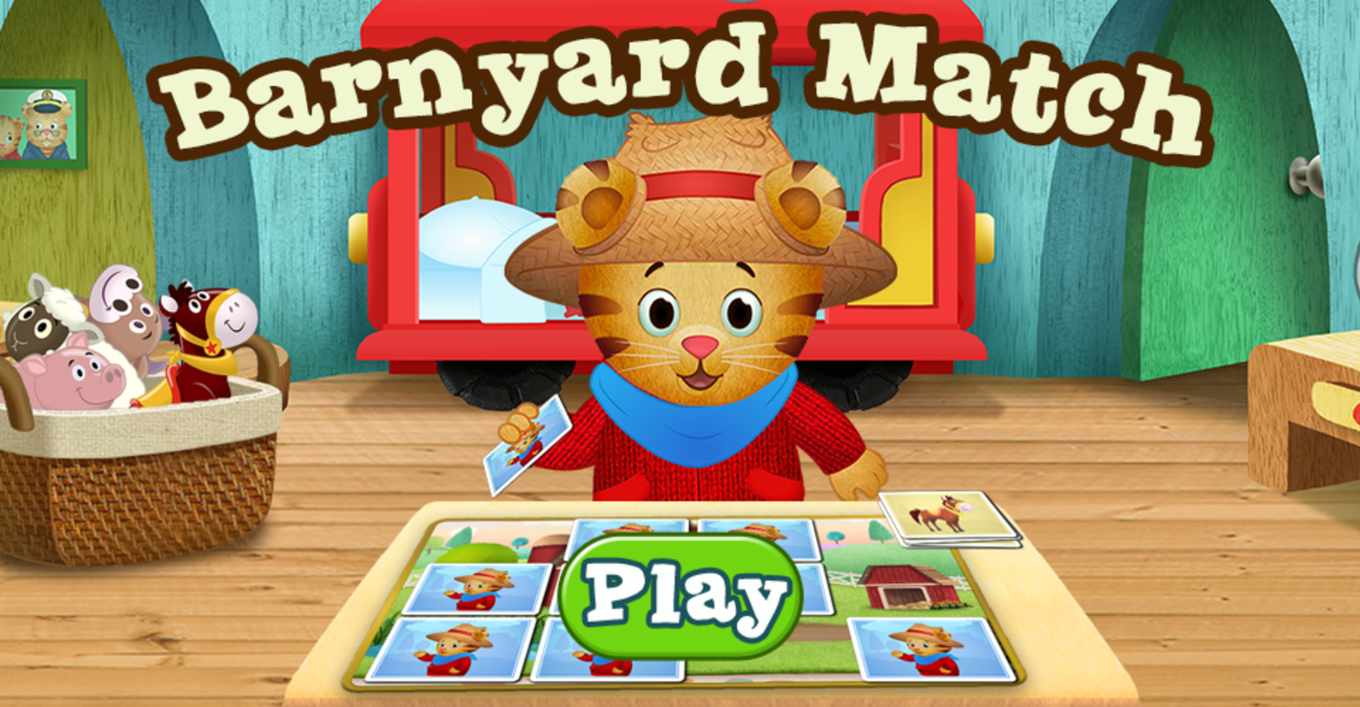 Daniel Tiger's Neighborhood Barnyard Match Game Welcome Screen Screenshot.