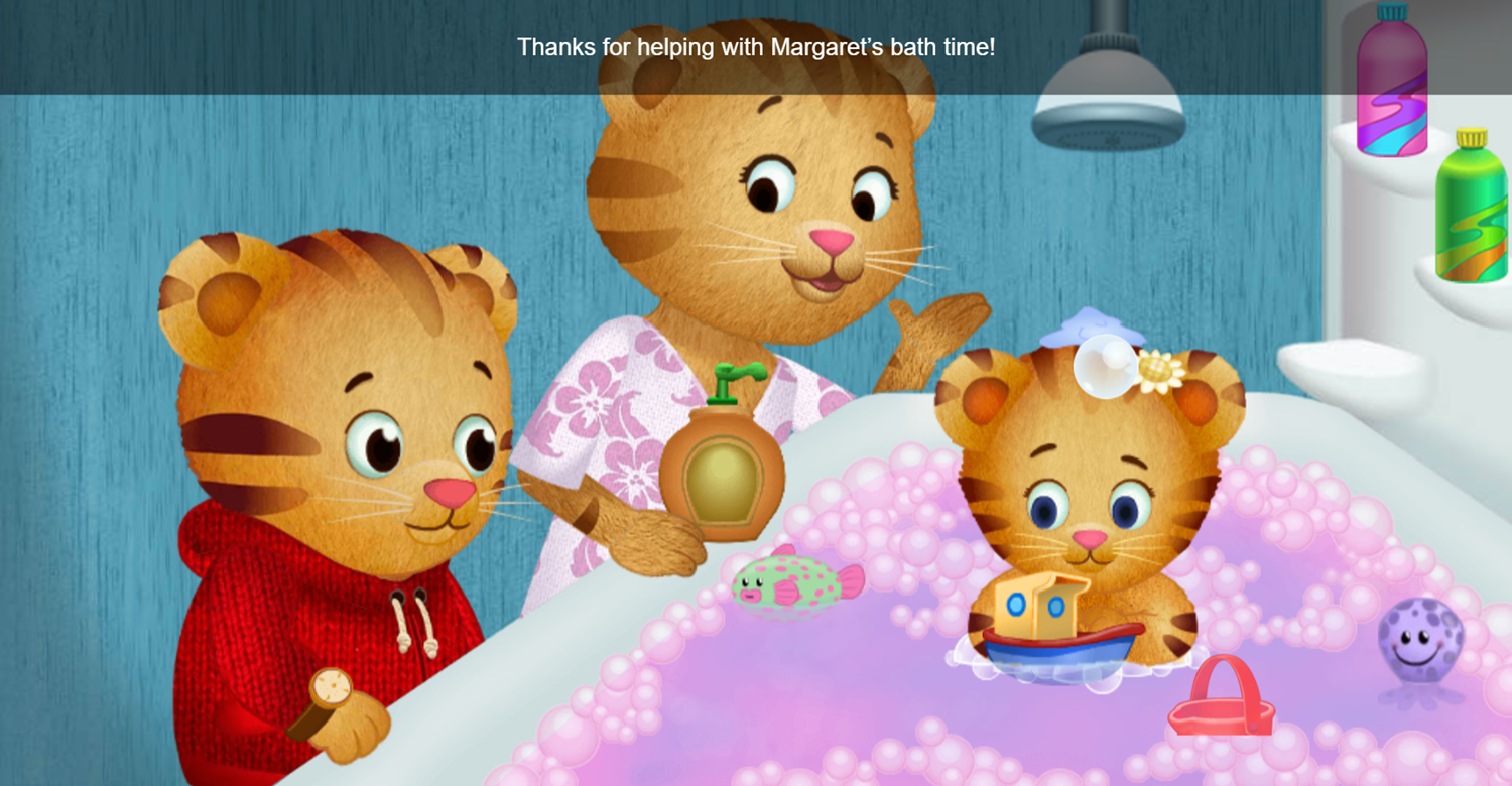 Daniel Tiger's Neighborhood Bathtime Helper Game Last Screenshot.