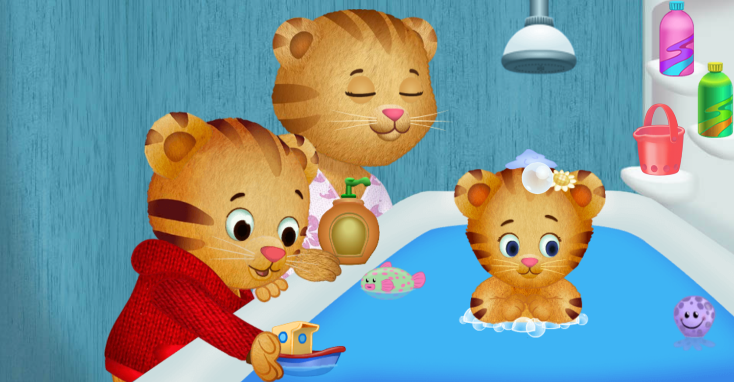 Daniel Tiger's Neighborhood Bathtime Helper Game Push Boat Screenshot.