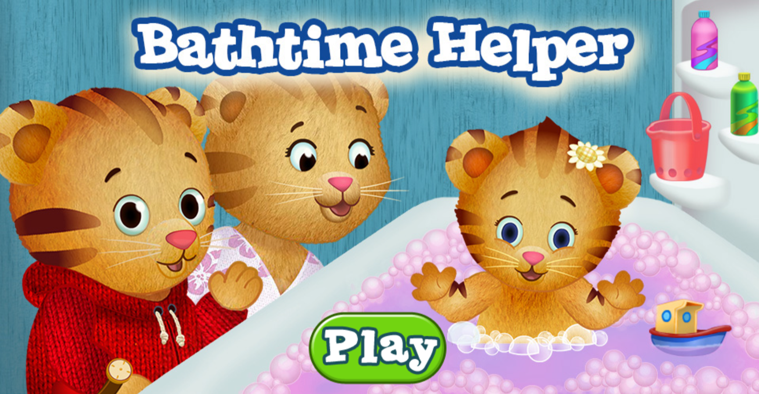 Daniel Tiger's Neighborhood Bathtime Helper Game Welcome Screen Screenshot.