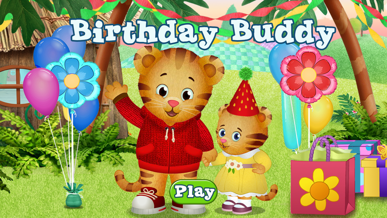 Daniel Tiger's Neighborhood Birthday Buddy Game Welcome Screen Screenshot.