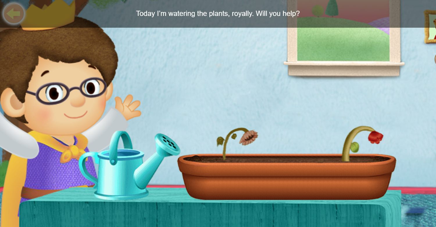 Daniel Tiger's Neighborhood Classroom Helpers Game Plant Watering Screenshot.