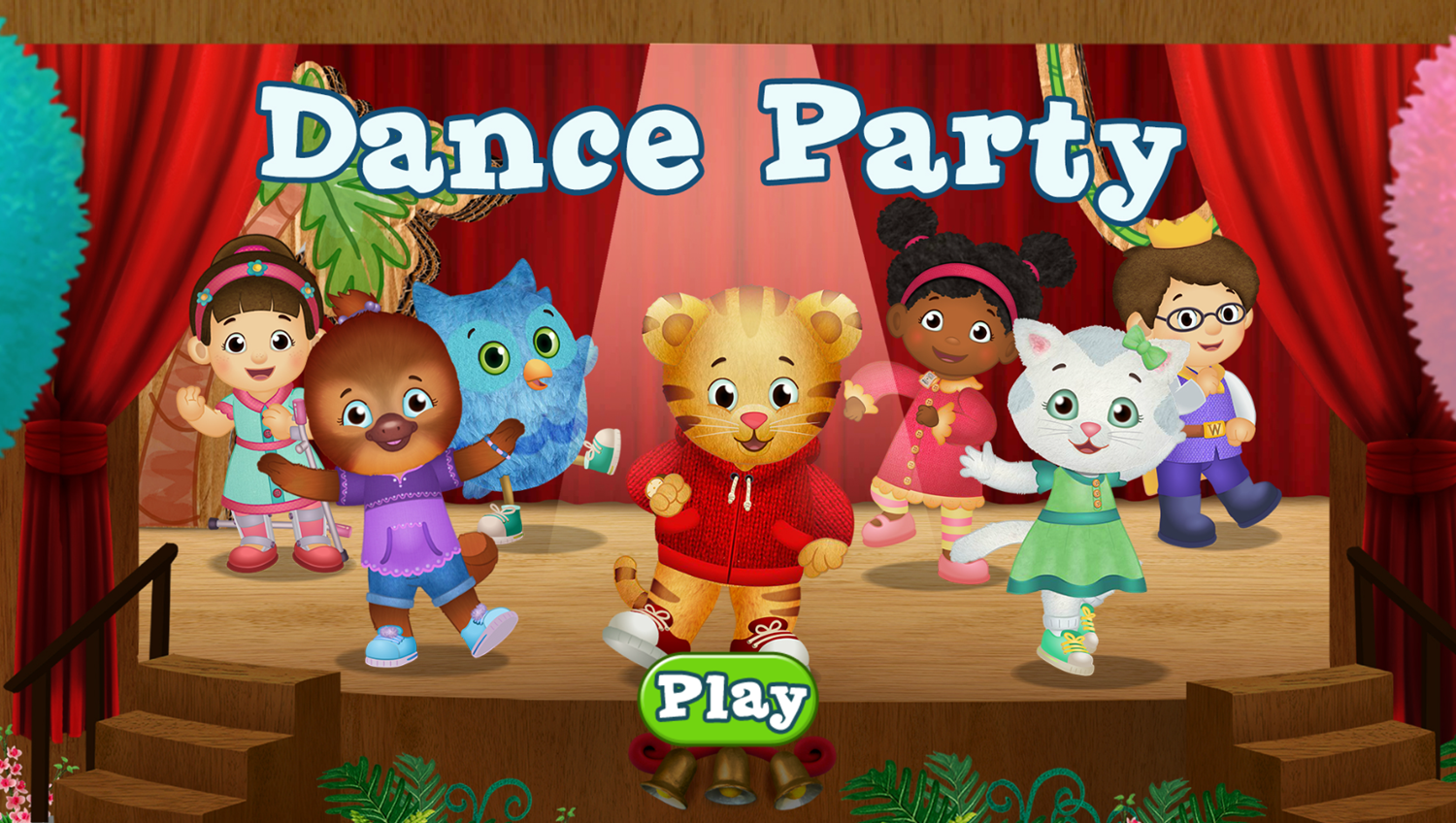 Daniel Tiger's Neighborhood Dance Party Game Welcome Screen Screenshot.