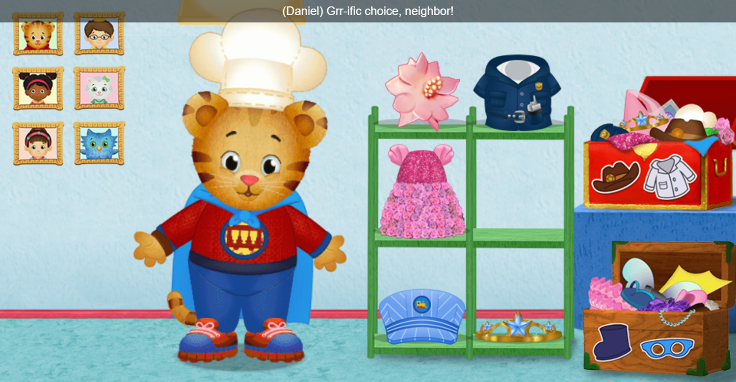 Daniel Tiger's Neighborhood Dress Up Game Good Choice Screenshot.