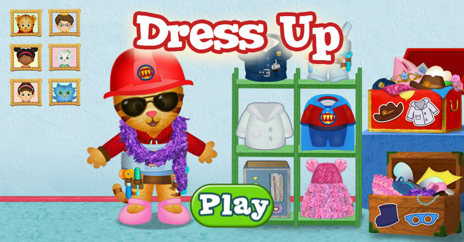 Daniel Tiger's Neighborhood Dress Up Game Welcome Screen Screenshot.