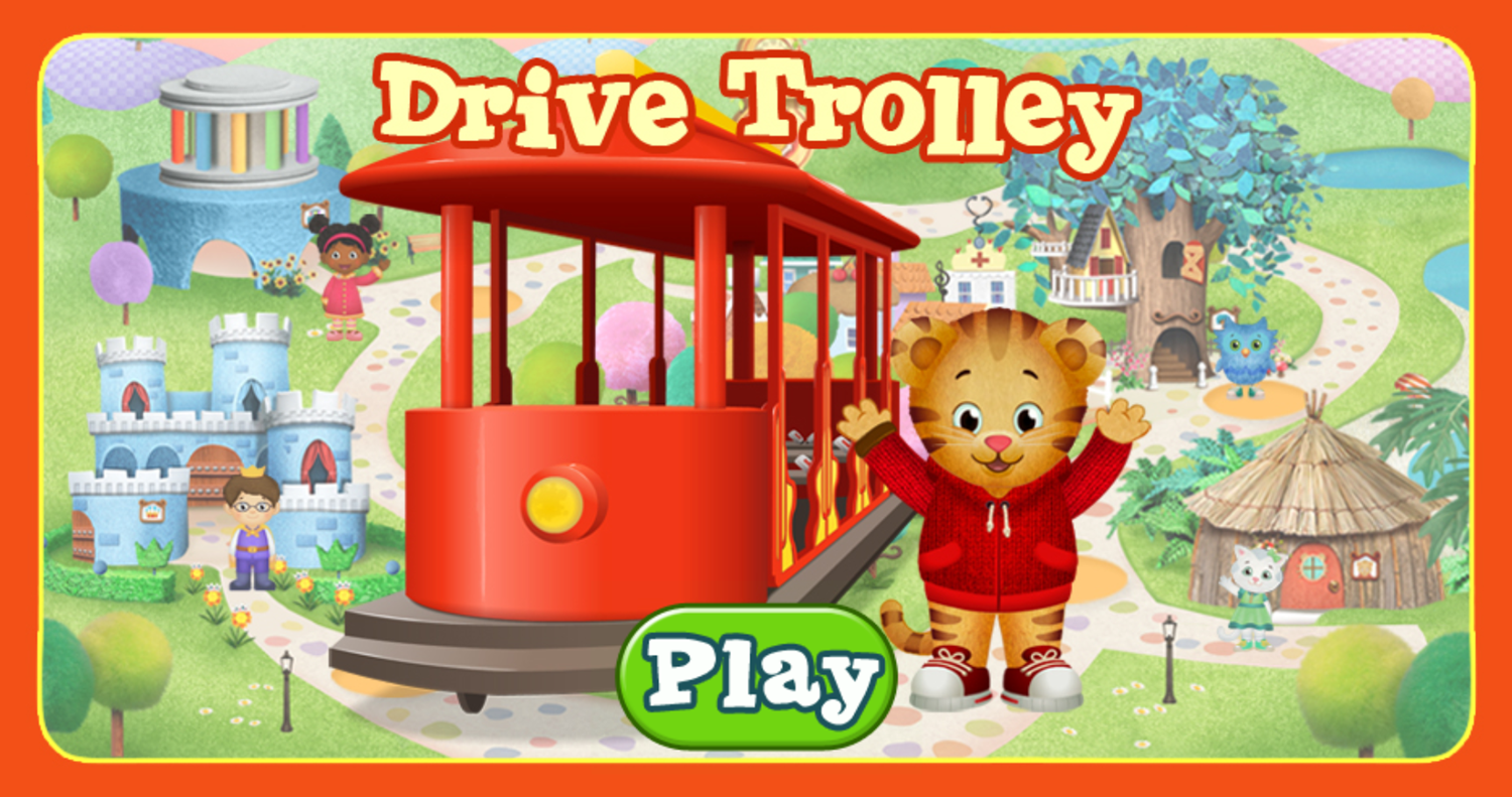 Daniel Tiger's Neighborhood Drive Trolley Game Welcome Screen Screenshot.