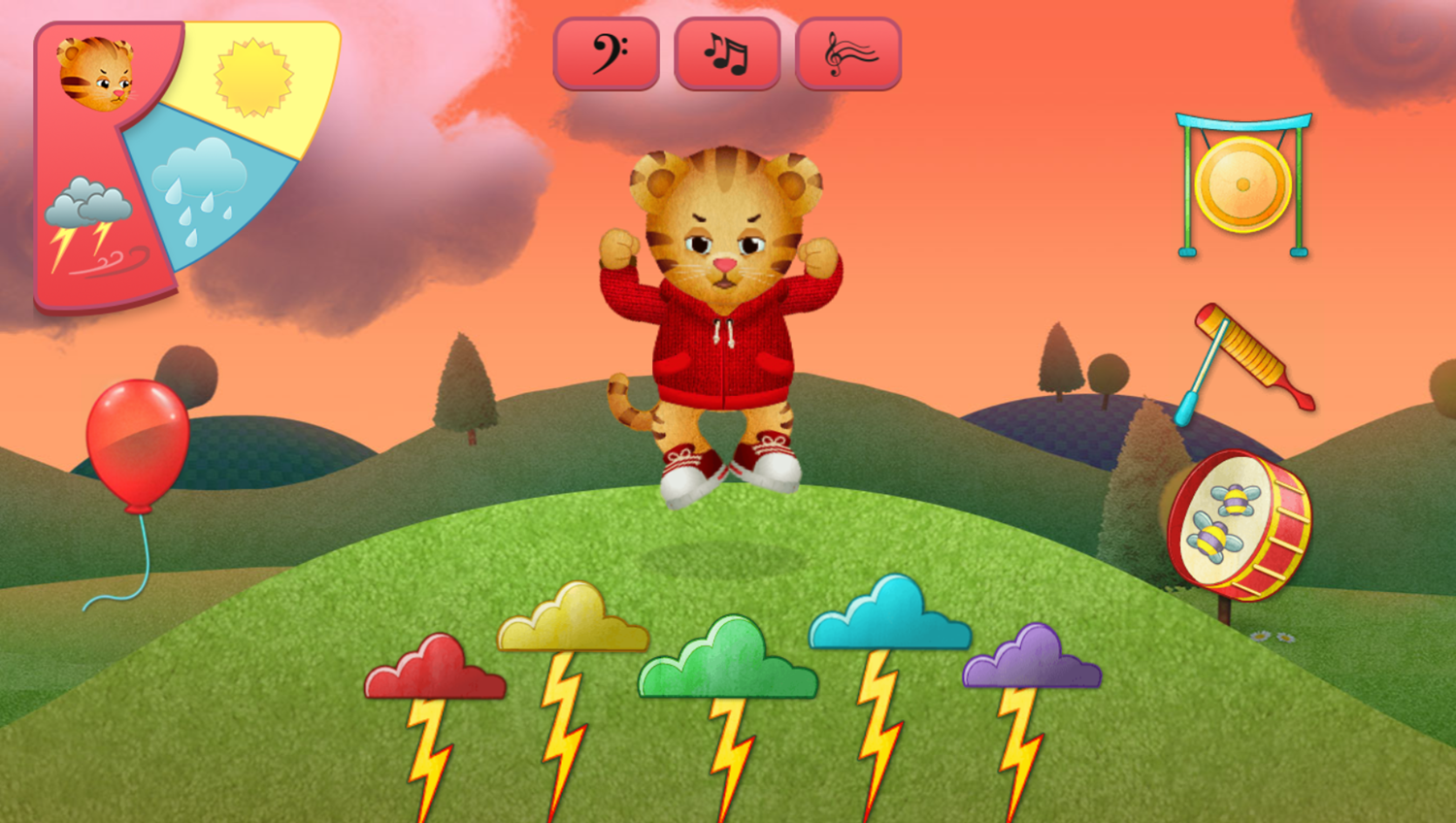 Daniel Tiger's Neighborhood Feel the Music Game Thundering Screenshot.