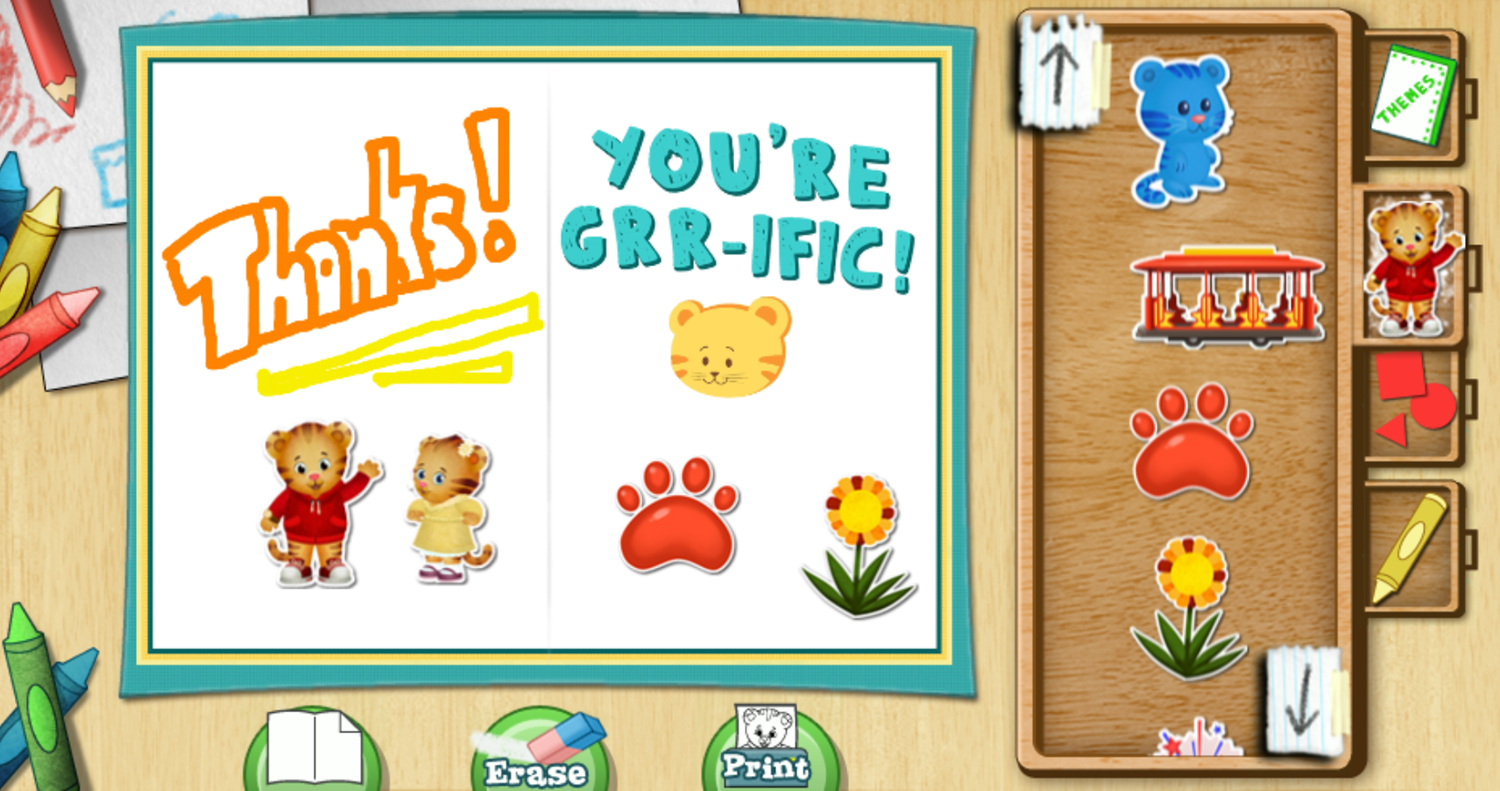 Daniel Tiger's Neighborhood Make a Card Game Designed Card Screenshot.