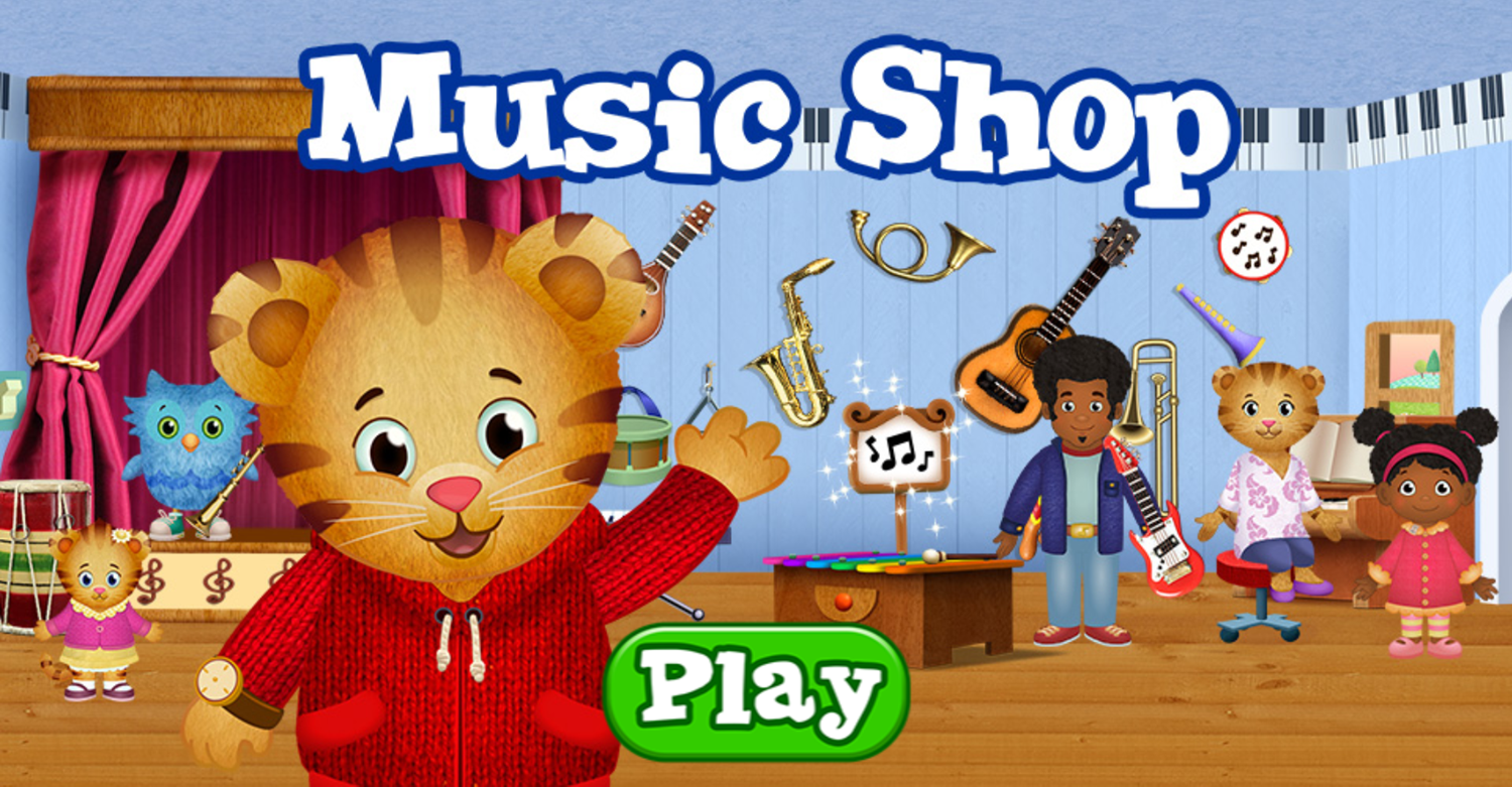 Daniel Tiger's Neighborhood Music Shop Game Welcome Screen Screenshot.