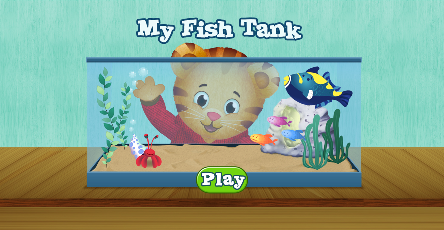 Daniel Tiger's Neighborhood My Fish Tank Game Welcome Screen Screenshot.