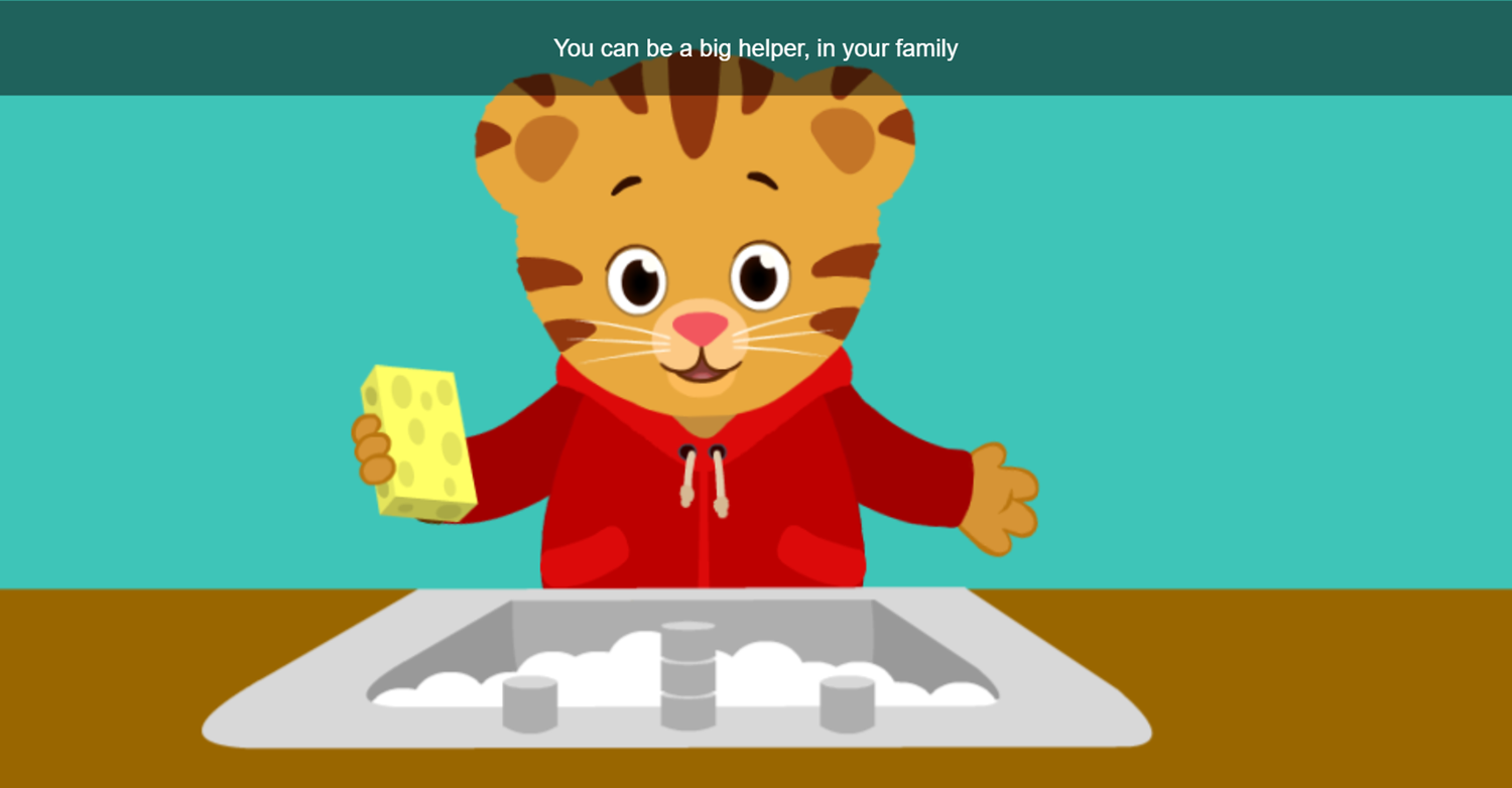 Daniel Tiger's Neighborhood Spin and Sing Game Dishwashing Lesson Screenshot.