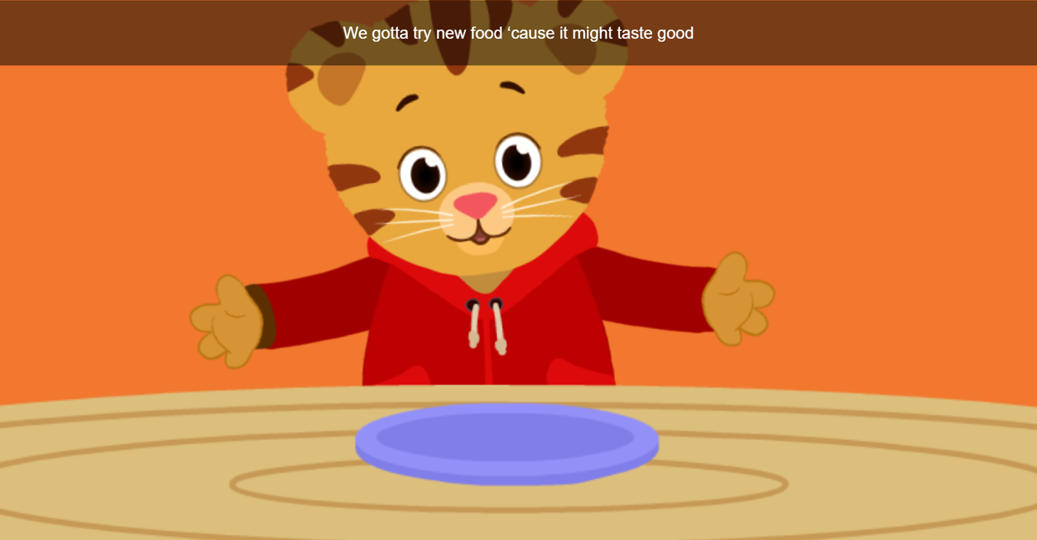 Daniel Tiger's Neighborhood Spin and Sing Game Eating Lesson Done Screenshot.