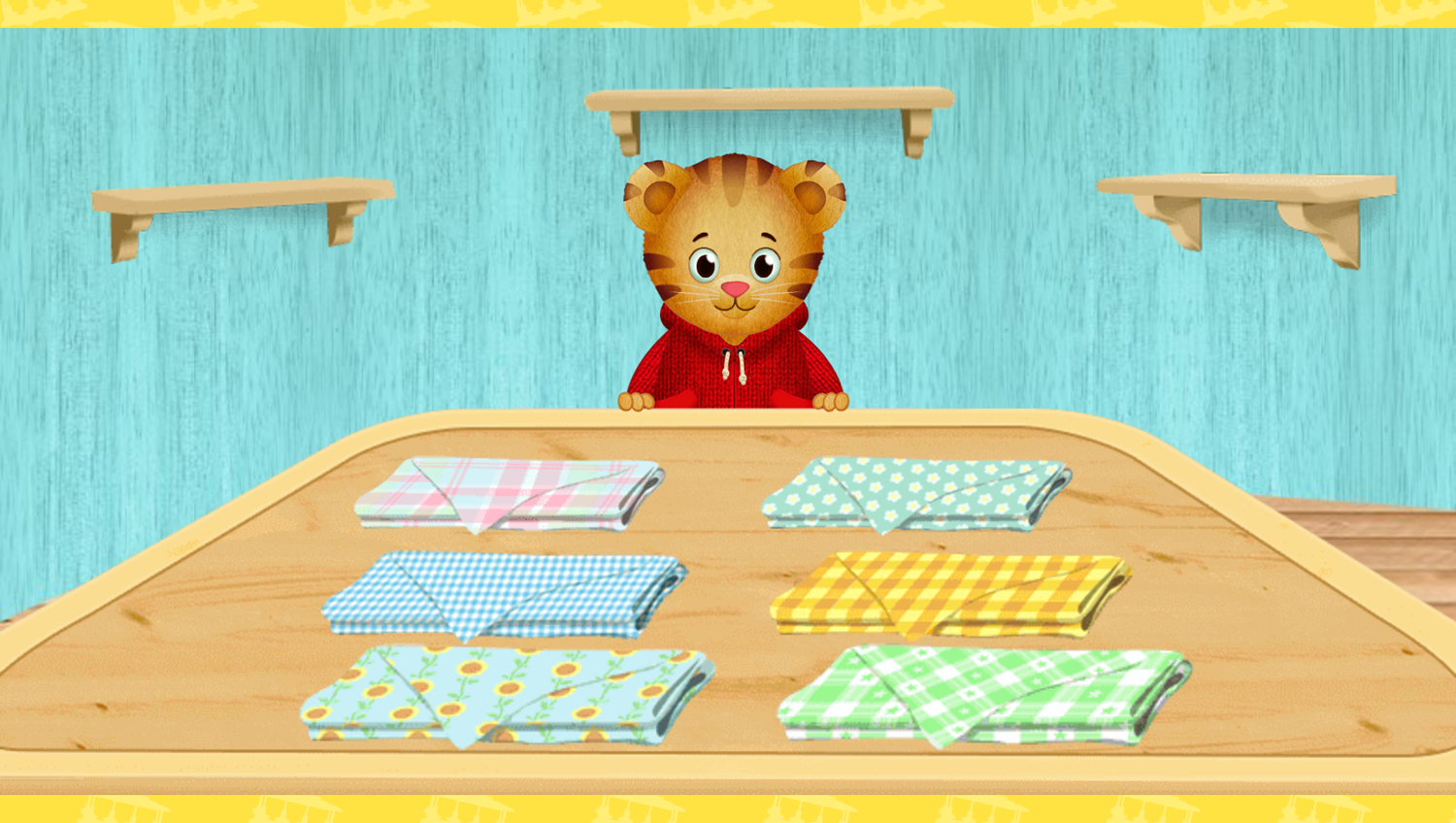 Daniel Tiger's Neighborhood Tea Party Game Choose Tablecloth Screenshot.