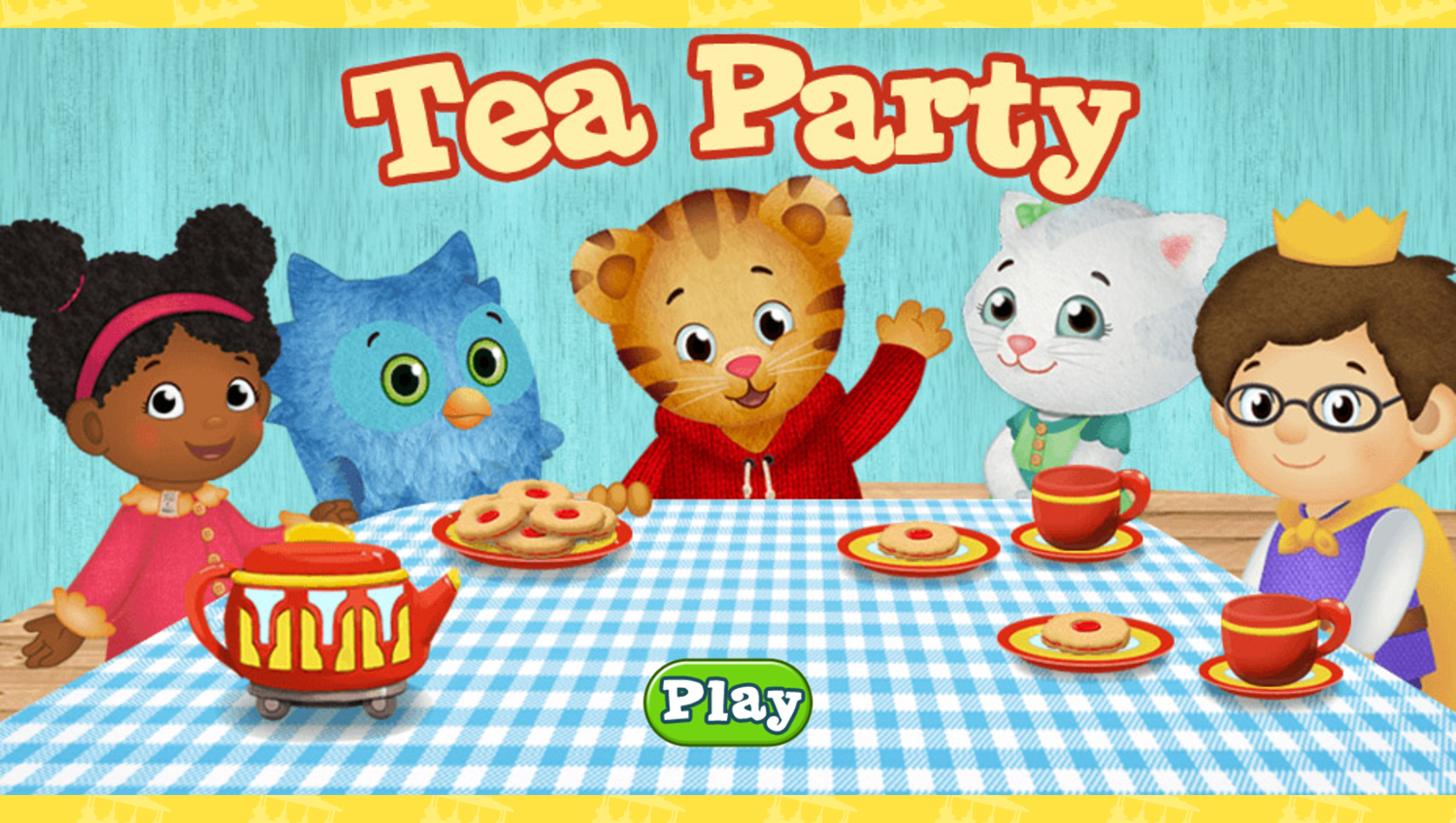 Daniel Tiger's Neighborhood Tea Party Game Welcome Screen Screenshot.
