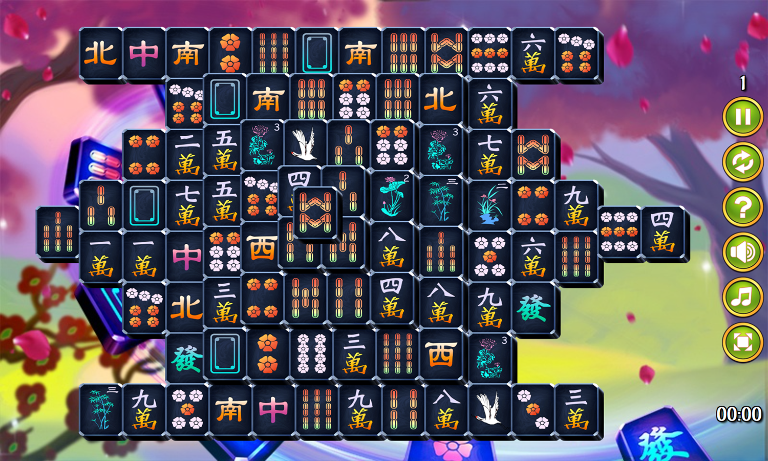 Dark Mahjong Solitaire Game Start Screenshot.