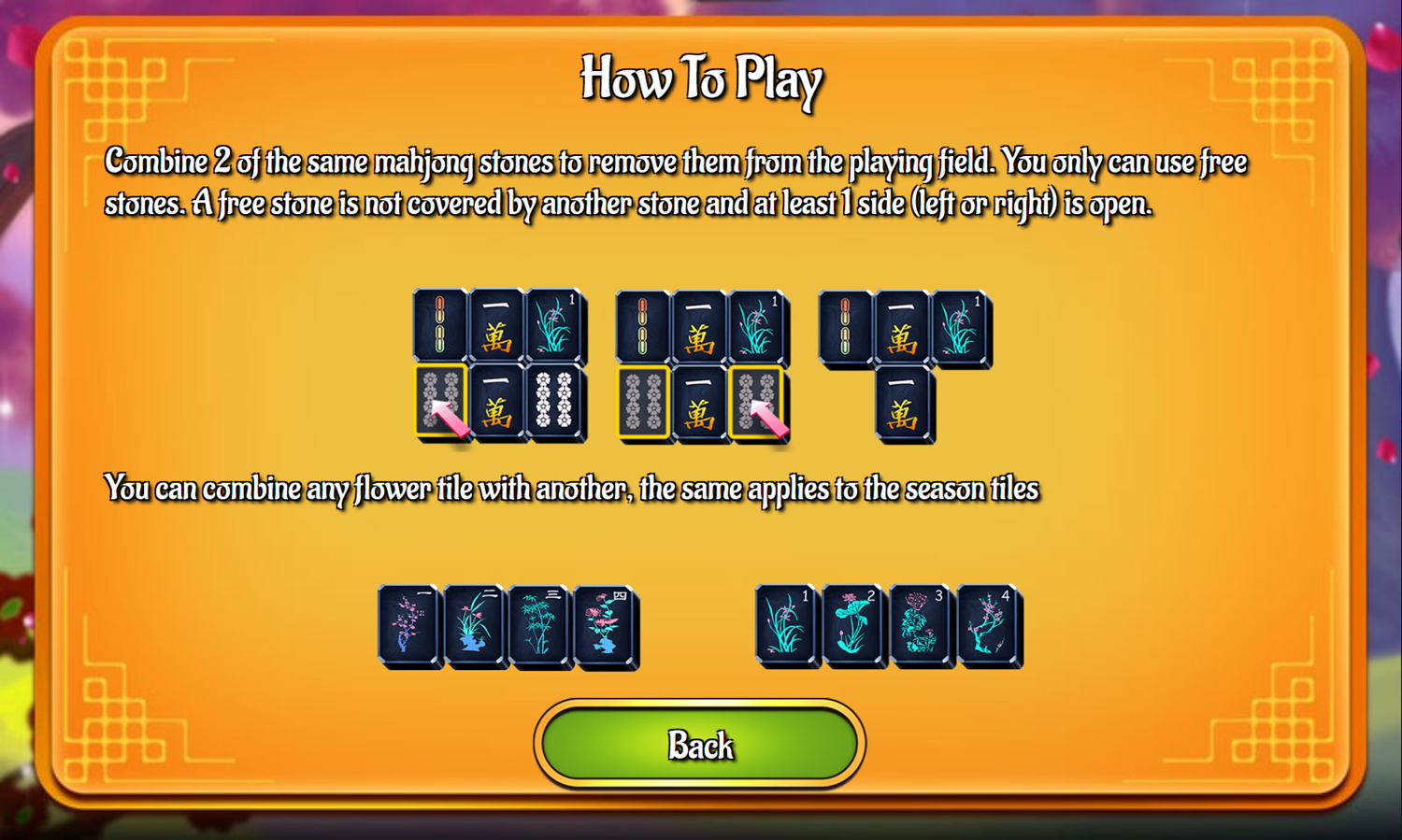 Dark Mahjong Solitaire Game How To Play Screenshot.