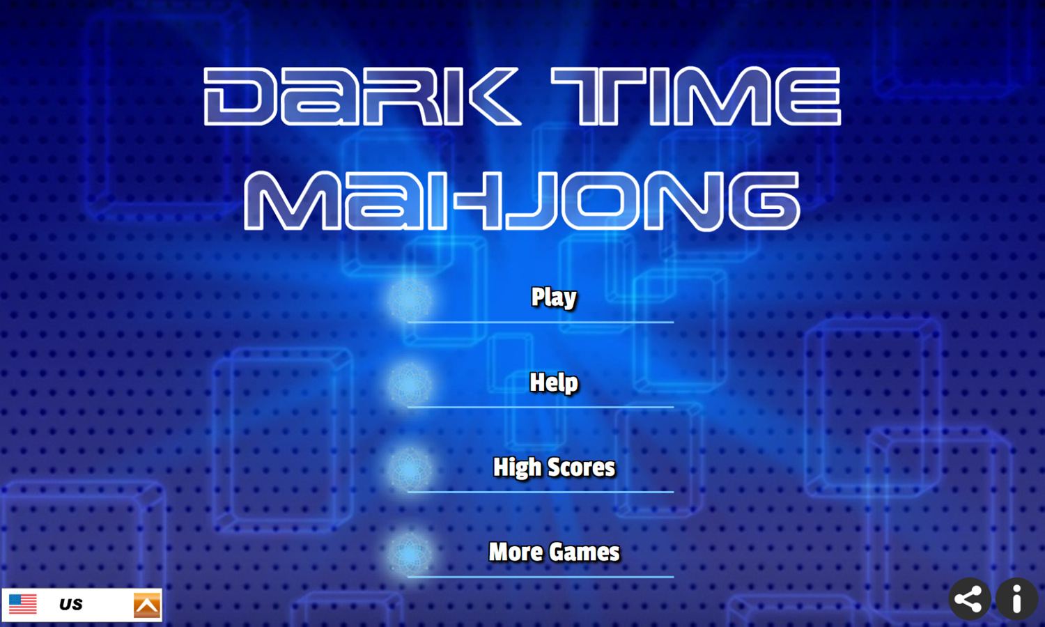 Dark Time Mahjong Game Welcome Screen Screenshot.