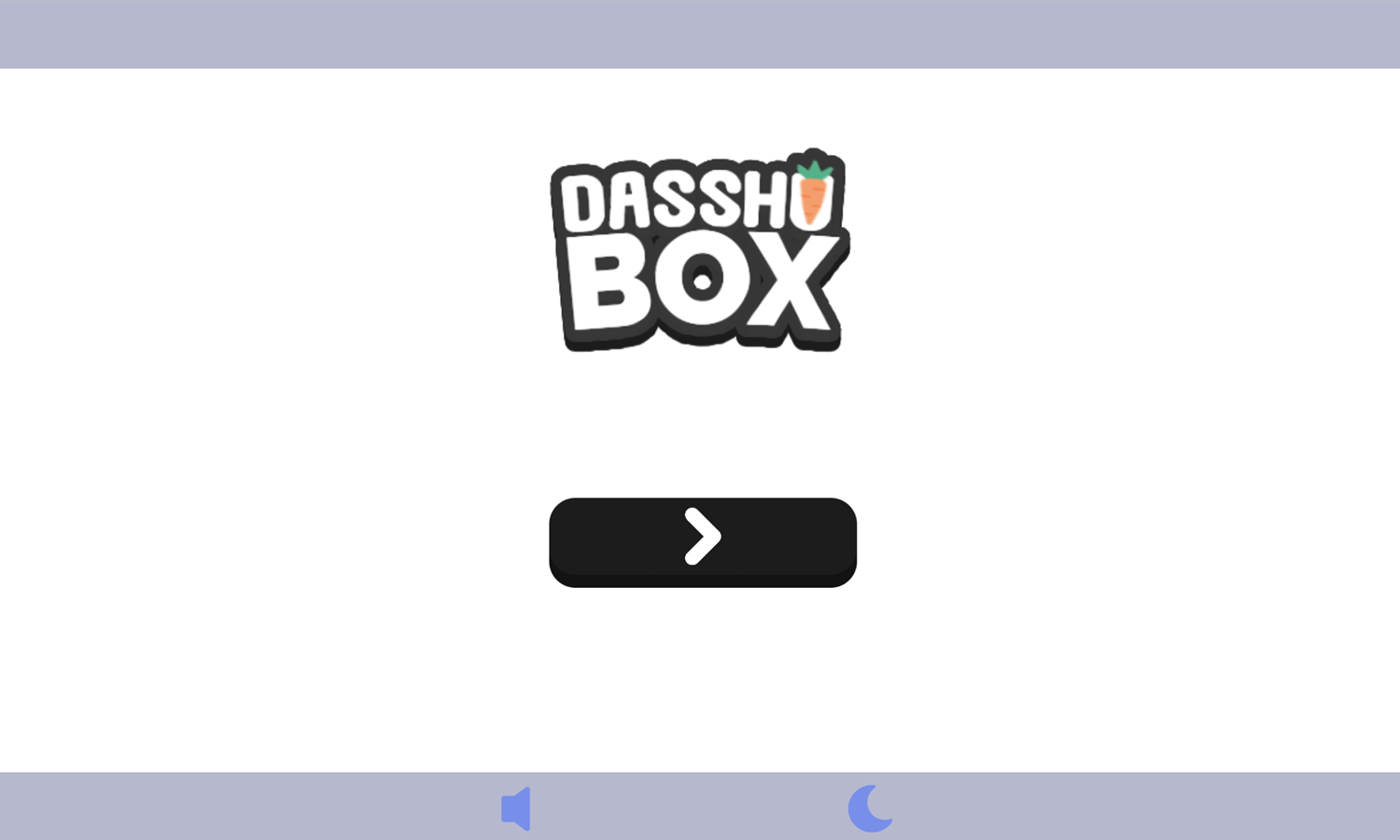 Dasshu Box Game Welcome Screen Screenshot.