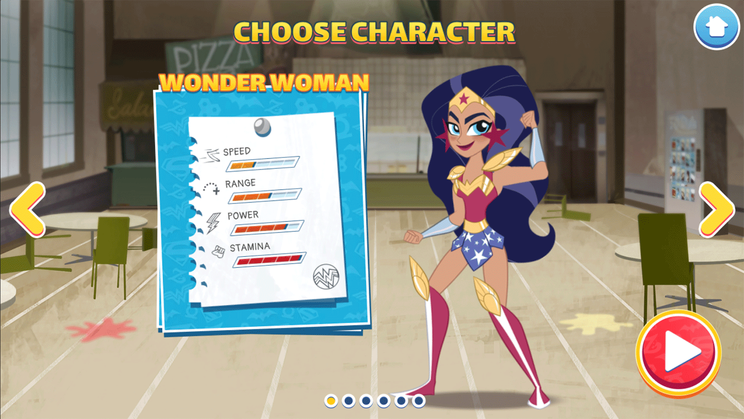 DC Super Hero Girls Food Fight Game Character Select Screenshot.