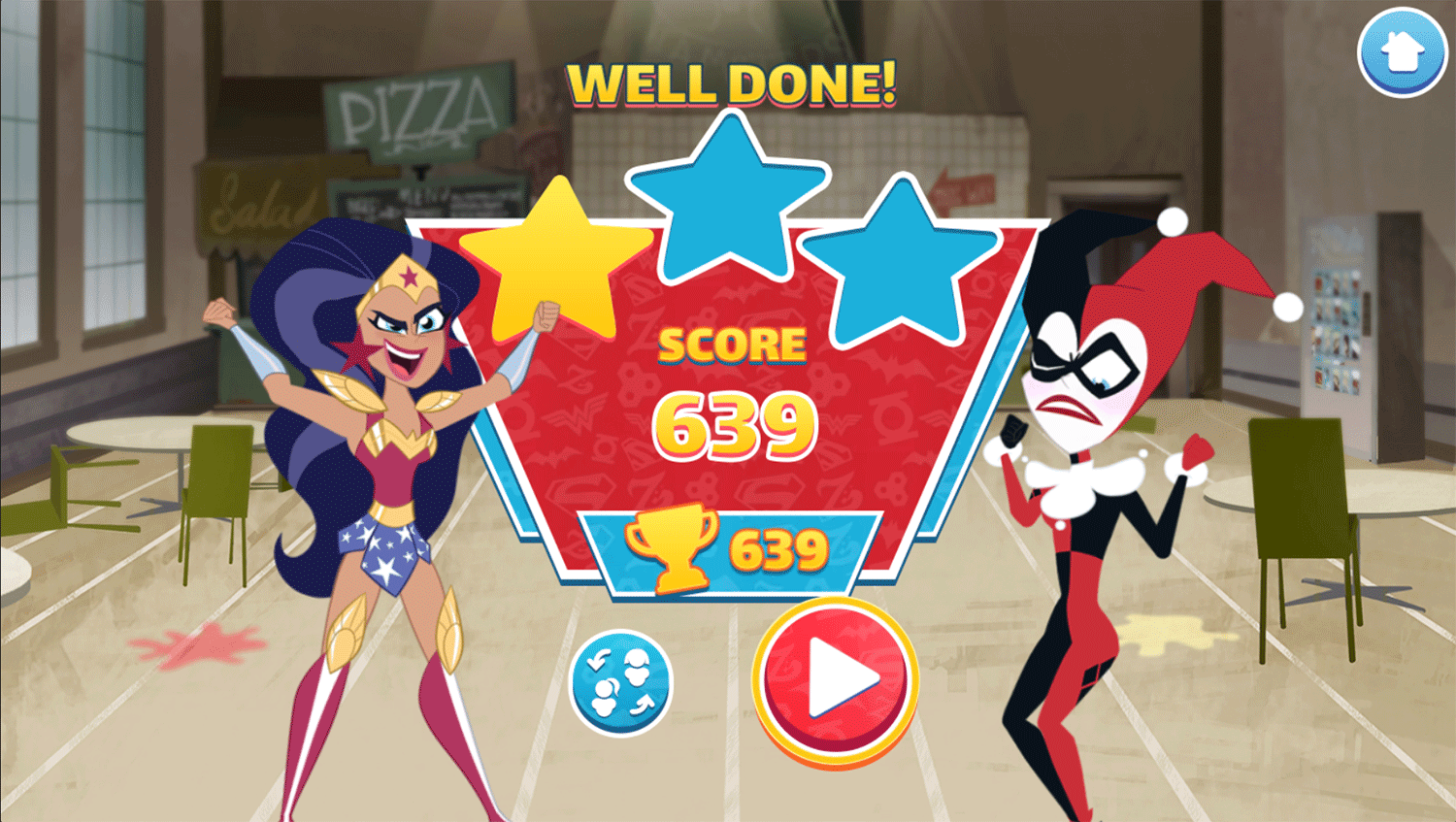DC Super Hero Girls Food Fight Game Stage Won Screenshot.